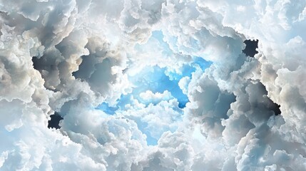 Poster - Exploring cloud formation dynamics watercolor rendering of complex atmospheric patterns open sky artistry nature aerial perspective