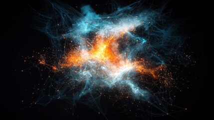Poster - Exploring empathy visualization through interconnected energy fields representing emotions in a digital art environment