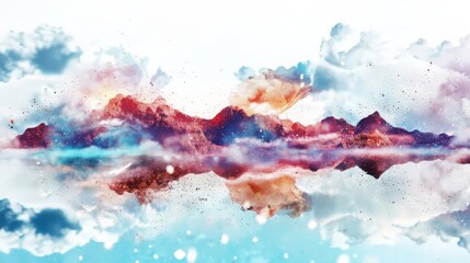 Poster - Floating spice particles exotic spice landscape watercolor art dreamy environment aerial view surreal concept for visual inspiration