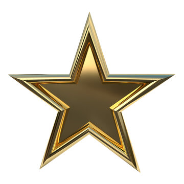 Gold 3D rendered star isolated on transparent background, a versatile element perfect for designs, illustrations, and various creative projects