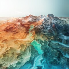 Poster - Global temperature shifts earth visual art natural landscapes aerial view color changing representation of climate change impact