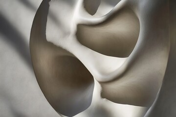 Poster - Abstract white sculpture captures the eye with its swirling forms and ethereal mix of light and shadow, creating a dynamic sense of movement and elegance.