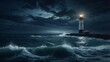 © fadhel - Lighthouse Shining Bright on a Stormy Night