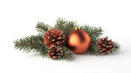 Poster - Blank holiday card with Christmas decor on white background, inviting seasonal greetings.