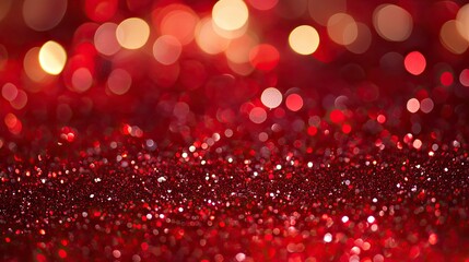 Poster - Deep red abstract background with glitter bokeh lights, festive and vintage feel, perfect for Christmas or Valentine's holiday season.