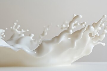 Poster - Close-up of milk splash frozen in motion, showcasing fluid dynamics and intricate patterns, embodying freshness, purity, and the elegance of liquid art.