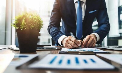 Poster - Business Professional Analyzing Financial Data at Modern Office : Generative AI