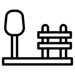 Poster - Bench Park Tree Line Icon