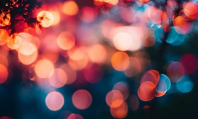 Fototapete - Vibrant Bokeh Lights in Dynamic Colors Creating Dreamy Atmosphere : Generative AI