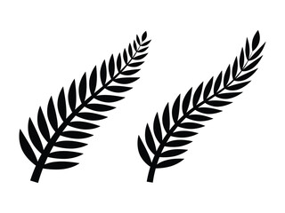 Poster - classic new zealand silver fern icon emblem black set. fern glyph icon. simple solid style. leaf, lo