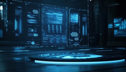 Leinwandbilder - Futuristic Interface Displays Data Streams And Graphs