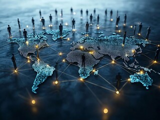 Poster - Futuristic 3D Holographic Business Network Expanding Globally with Visionary Reach