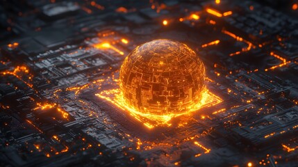 Poster - Abstract glowing ai core surrounded by interconnecte AI generated illustration