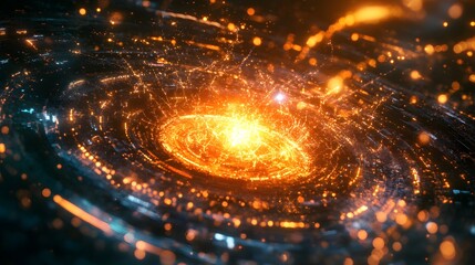 Fototapete - Abstract glowing ai core surrounded by interconnecte AI generated illustration