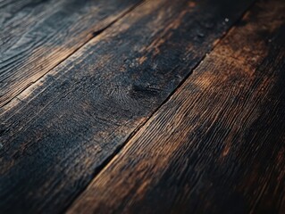 Poster - Dark Brown Wooden Planks Surface Texture Background