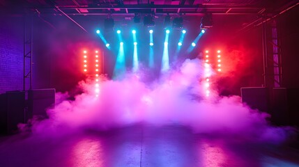 Poster - Ambient event stage with colorful neon lights pierci AI generated illustration