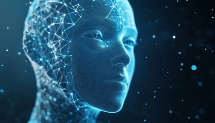 Aufkleber - Digital Face Abstract Network Connective Points