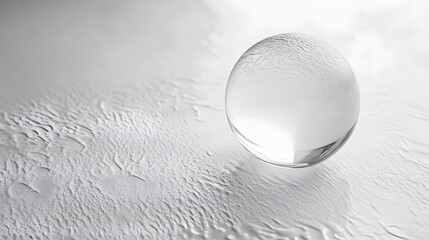 Poster - Clarity transparent glass sphere resting on a textur AI generated illustration