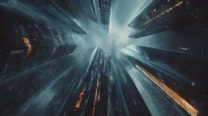 Leinwandbilder - Cluster of high tech skyscrapers with polished glass AI generated illustration