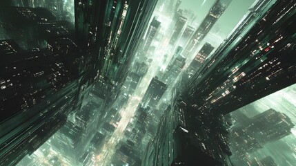 Leinwandbilder - Cluster of high tech skyscrapers with polished glass AI generated illustration