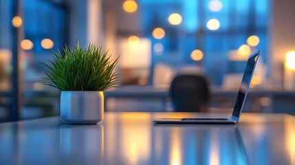 Poster - Contemporary workspace featuring a sleek reflective AI generated illustration