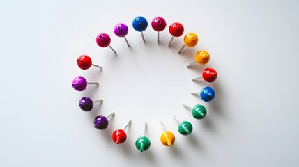 Poster - Diversity colorful pins arranged in a circle on a wh AI generated illustration