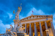 © robertharding - Pallas Athene Statue, Austrian Parliament, UNESCO World Heritage Site, dusk shot, Vienna, Austria