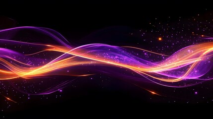 Poster - Abstract circuit design with glowing purple and oran beaa AI generated illustration