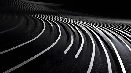 Leinwandbilder - Abstract curved running track lines against a monoch AI generated illustration