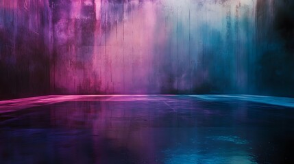 Poster - Abstract dark space with a glowing floor vibrant mis AI generated illustration