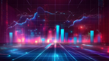 Poster - Abstract fintech concept featuring glowing holograph AI generated illustration