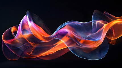 Poster - Abstract futuristic design with glowing orange purpl AI generated illustration