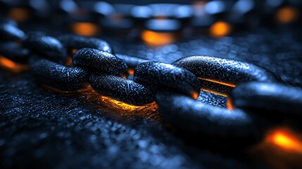 Aufkleber - A glowing blockchain symbol integrated into a business innovation presentation Stock Photo with side copy space