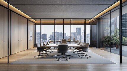 Aufkleber - A corporate environment where blockchain and AI solutions intersect Stock Photo with side copy space