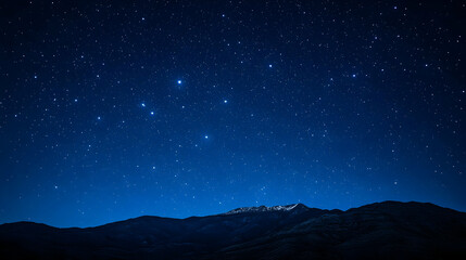 Wall Mural - A Night Sky Photography with Dark Mountain Silhouette and Sparkling Stars