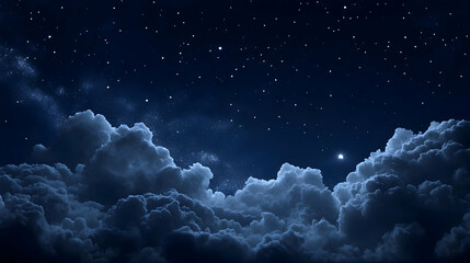 Wall Mural - Night Sky Filled with Stars and Clouds, a Beautiful and Serene Atmosphere