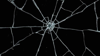 Shattered glass surface against black background