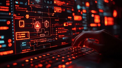 Aufkleber - A smart office environment integrating IoT devices for enhanced business connectivity Stock Photo with side copy space