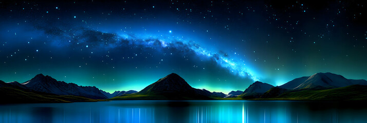 Wall Mural - Milky Way Arcs Over Serene Mountain Lake
