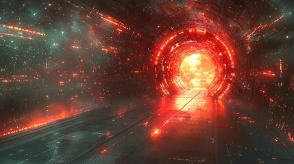 Aufkleber - A futuristic data center representing the synergy of innovation and cybersecurity Stock Photo with side copy space