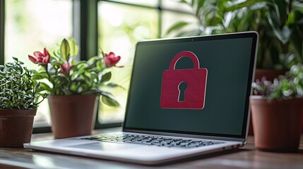 Aufkleber - A presentation on the benefits of integrating cybersecurity into digital business models Stock Photo with side copy space