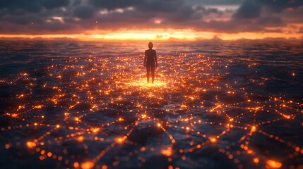 Poster - Visionary Business Leader at the Heart of a Glowing Connected Network