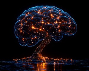 Poster - Interconnected Brain Network Symbolizing Cognitive Business Power and Idea Sharing