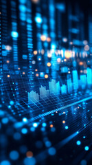 Poster - Sophisticated financial concepts with blue graphs and data visualization