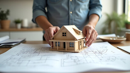Wall Mural - modern architectural model, miniature house design, 3d floor plan