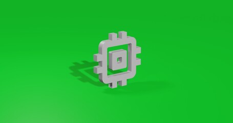 Poster - Isolated realistic white chip symbol front view with shadow. 3d illustration on green chroma key background