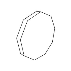 Poster - the outline of a large nonagon symbol is made with black lines. 3d view of the object in perspective