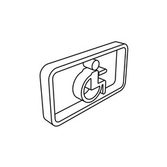 Poster - The outline of a large disabled road sign is made with black lines. 3D view of the object in perspective. Vector illustration on white background