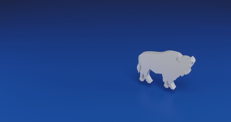 Poster - Isolated realistic white buffalo symbol with shadow. Located on the right side of the scene. 3d illustration on transparent background