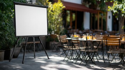 Aufkleber - A lightweight portable presentation screen with a sturdy frame, perfect for outdoor presentations or pop-up events